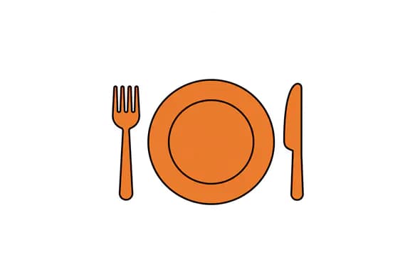 Orange Plate and Cutlery Icon