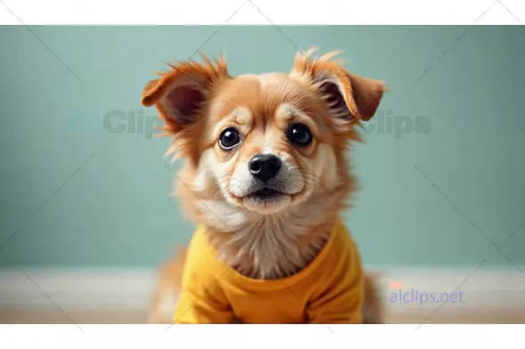 Cute Puppy in Yellow Shirt