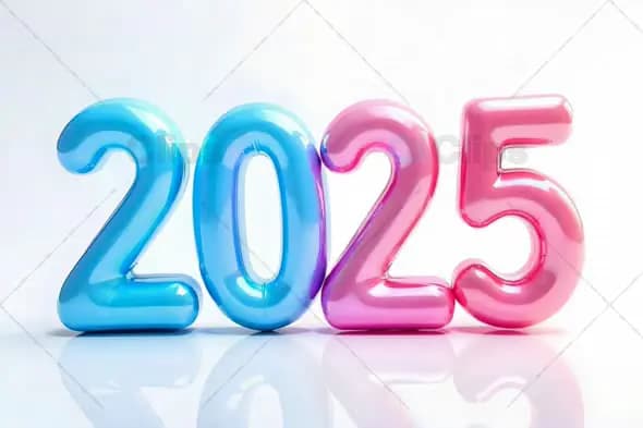 Colorful 3D Balloon Numbers "2025" for New Year Celebration