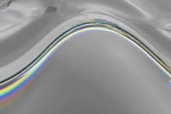Abstract Silver Liquid Wave with Rainbow Reflection