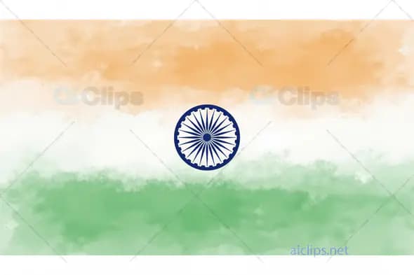 Watercolor Indian Flag with Ashoka Chakra