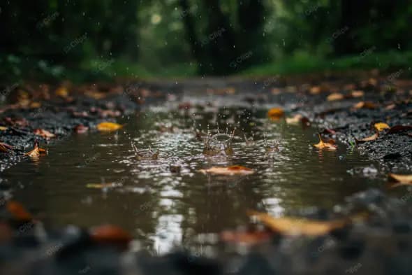 Autumn Puddle Raindrops