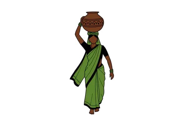 Indian Woman Carrying Pot Vector