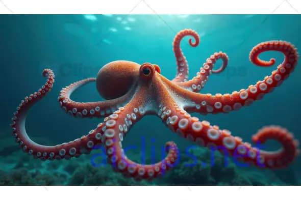 Vibrant Red Octopus with Extended Tentacles