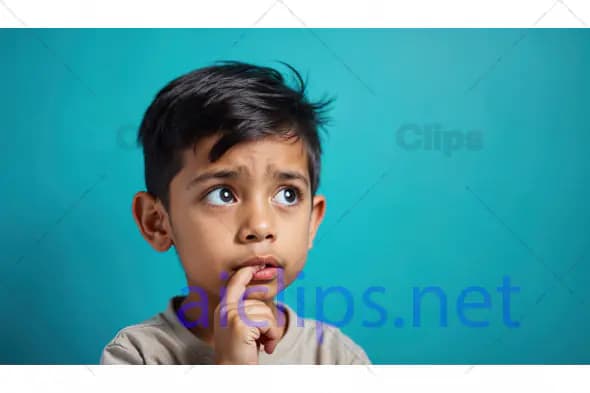 Curious Young Boy Thinking