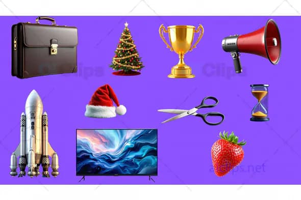 Diverse 3D Object Collection - Christmas, Business & Lifestyle Icons