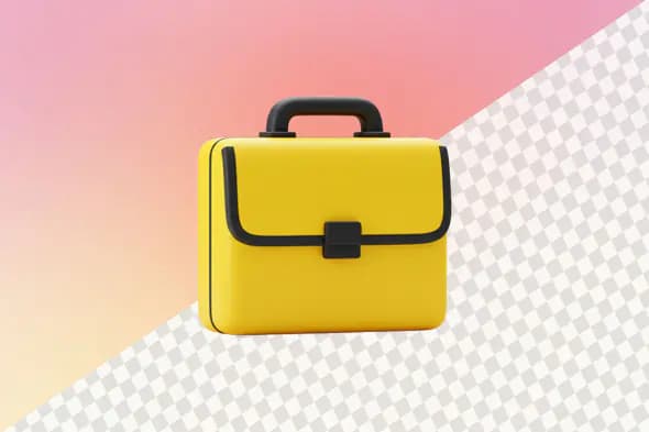 Bright yellow briefcase with black trim and handle