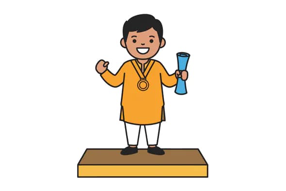 Victorious Student Vector Graphic