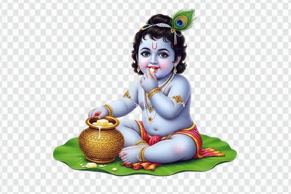 Adorable Baby Krishna Eating Butter PNG Clipart