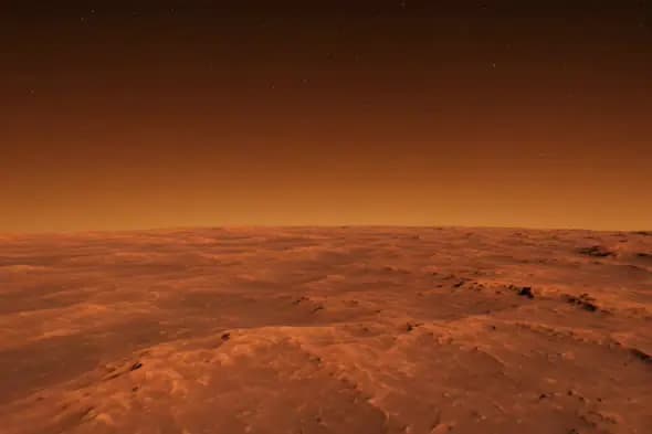 Martian Surface Landscape with Starry Sky