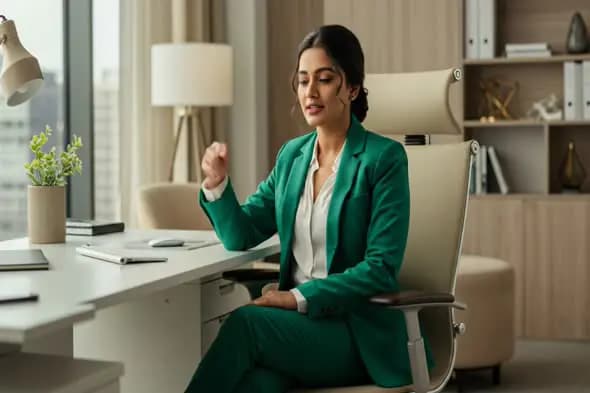 Confident Businesswoman in Green Office