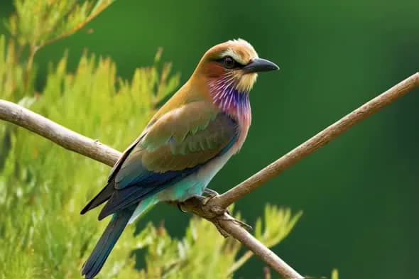 Vibrant Tropical Bird Perched Amidst Lush Green Foliage