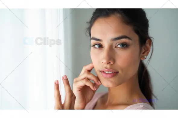 Natural Beauty Woman by Window