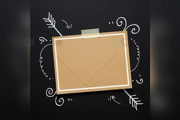Horizontal Brown Card Mockup with Chalkboard Doodles