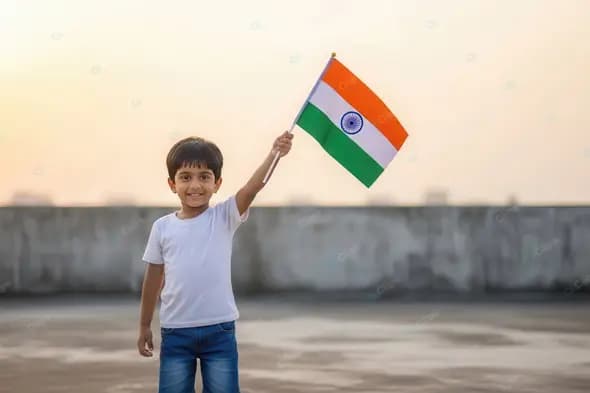 Young Patriot with Indian Flag