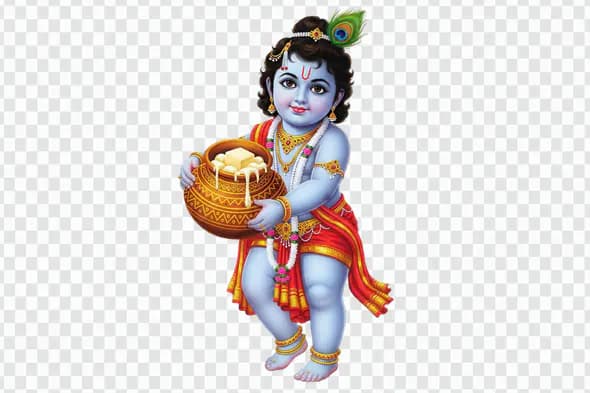 Playful Krishna Holding Butter Pot Clipart PNG