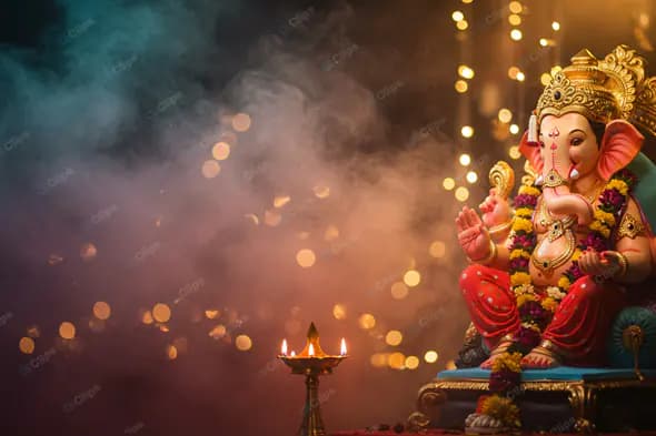 Ganesha Idol in Mystical Ambiance