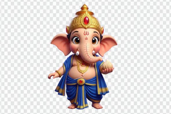 Charming Baby Ganesha in Royal Attire PNG