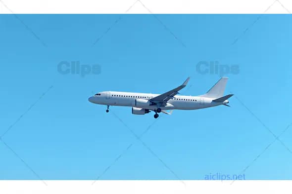Commercial Aircraft Mid-Flight with Clear Sky