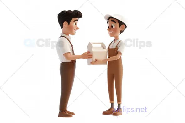 3D Farmers Avatar Exchanging Milk Box