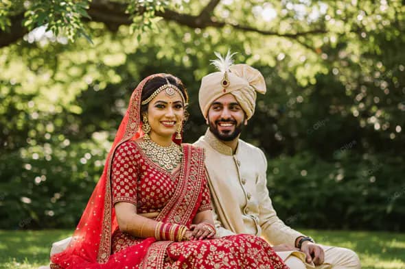 Outdoor Indian Wedding Portrait