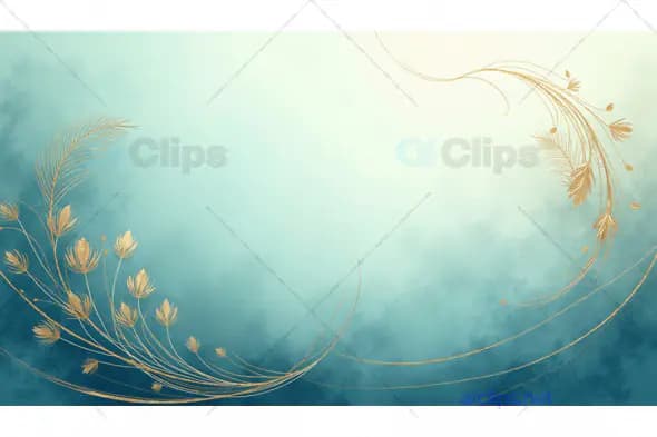 Elegant Floral Design with Gold Accents on Teal Background