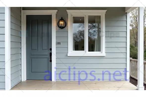 Front Porch with Blue Door and Siding