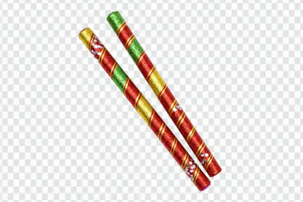 Festive Glittery Dandiya Sticks for Garba Dance PNG