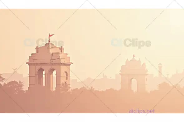 India Gate with Sunlit Monumental Silhouette