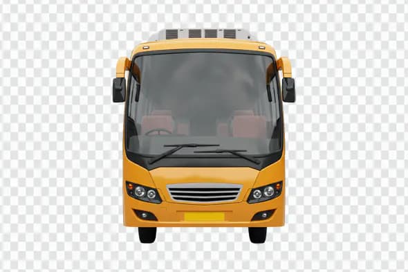 Modern Yellow City Bus Front View PNG
