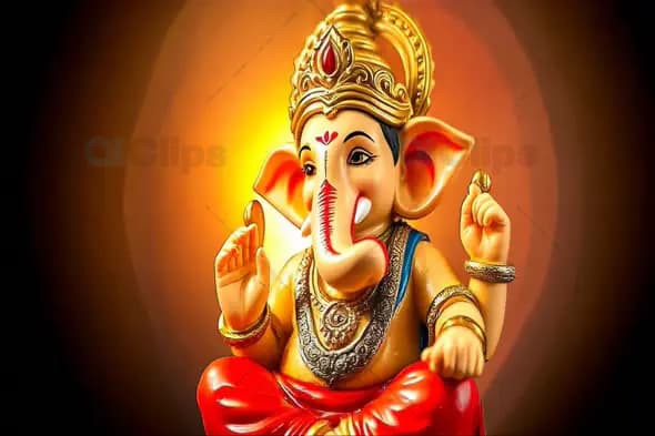 Lord Ganesha Idol with Radiant Background