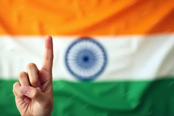 Indian Flag with Victory Gesture
