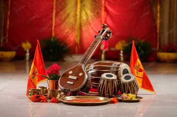 Traditional Indian Music Instruments Display