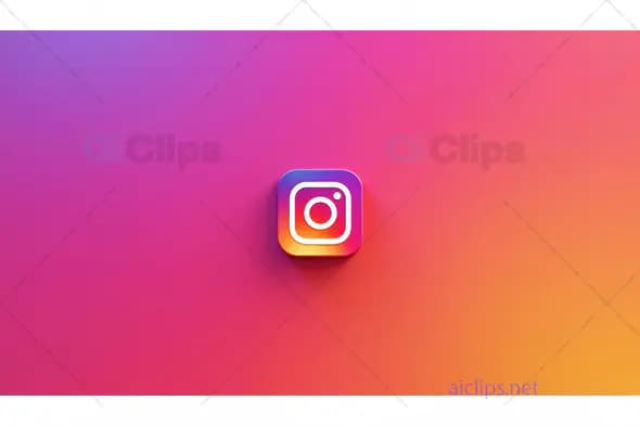 3D Instagram Logo with Colorful Gradient Background