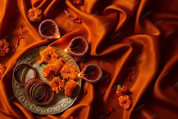 Vibrant Diwali Celebration Flatlay