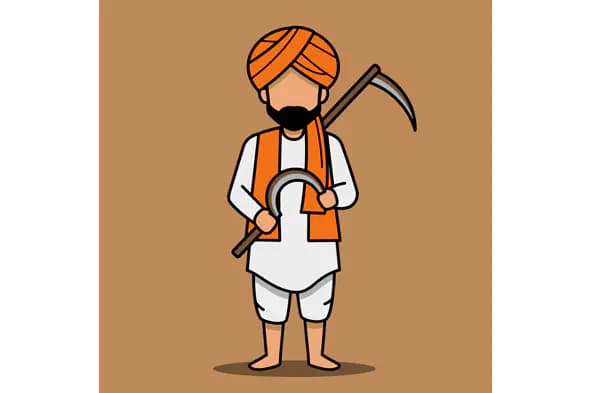 Sikh Farmer Vector Illustration