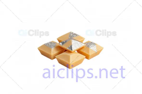 Realistic 3D Model of Indian Kaju Katli with Silver Foil