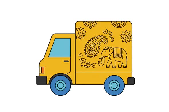 Indian Motif Delivery Van Vector