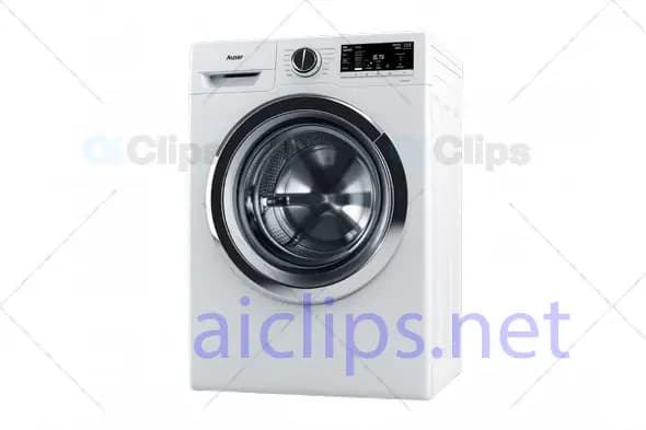3D Front-Load Washing Machine with Digital Display Model