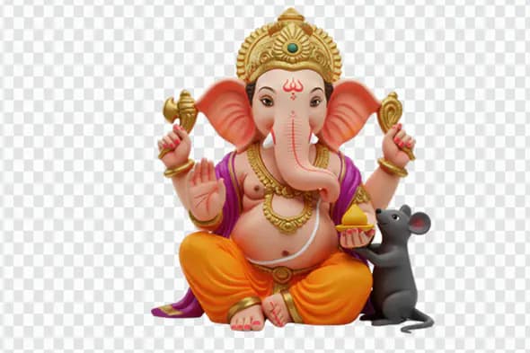 Colorful Ganesha with Mouse Companion PNG Clipart