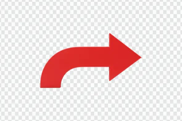 Bright Red Curved Right Arrow Symbol PNG