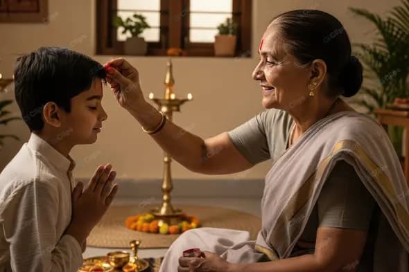 Sacred Tilak Blessing from Grandmother