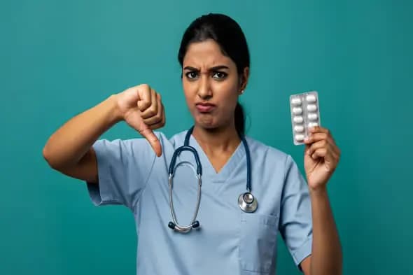 Disapproving Nurse with Medication