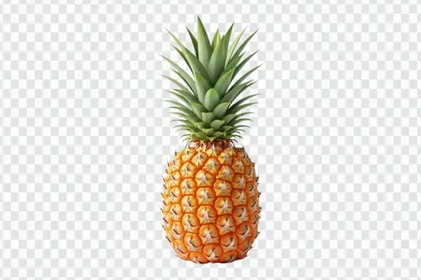 Photorealistic Whole Ripe Golden Pineapple Fruit PNG Clipart