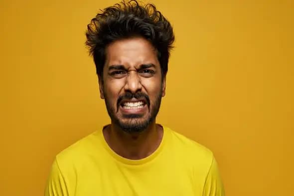 Expressive Reaction Against Yellow Background