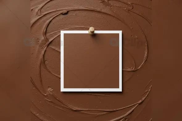 Pinned Card Mockup with Swirled Chocolate Background