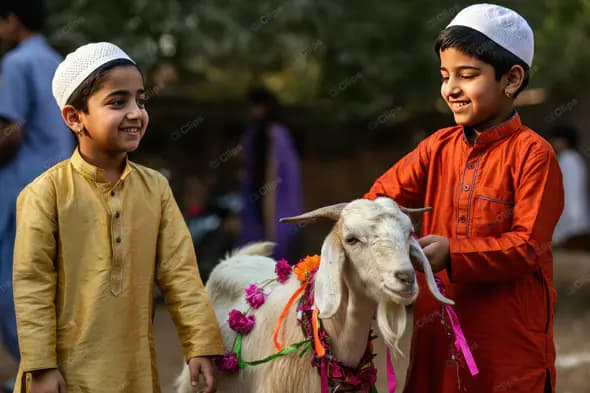 Enhanced Joyful Bakrid Celebration with Decorated Goat