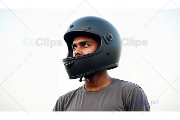 Man Wearing Black Motorcycle Helmet 1