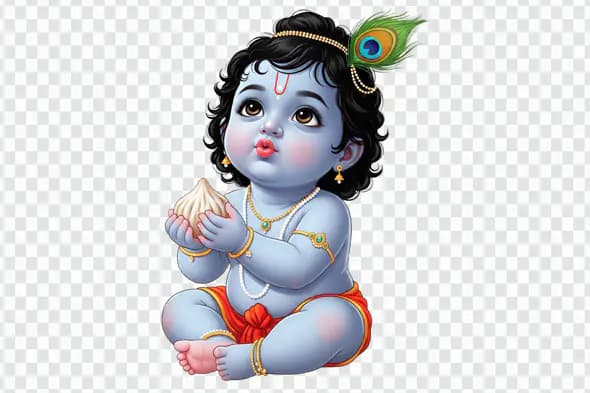 Baby Krishna with Peacock Feather PNG Clipart