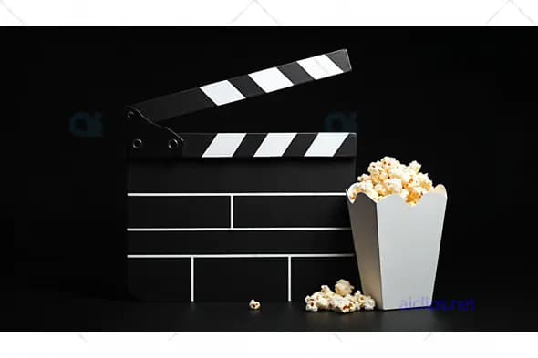 Movie Clapperboard with Popcorn
